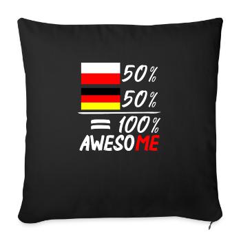 50% Polnisch 50% Deutsch - Sofakissenbezug 45 x 45 cm - Schwarz - Vorne