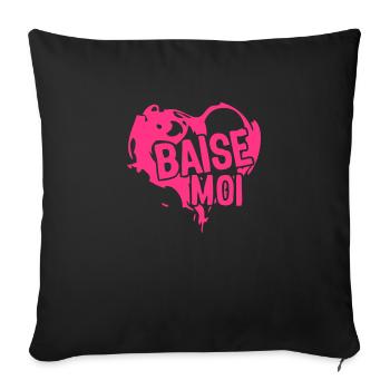coeur love baise moi heart - Housse de coussin décorative 45 x 45 cm - noir - Devant