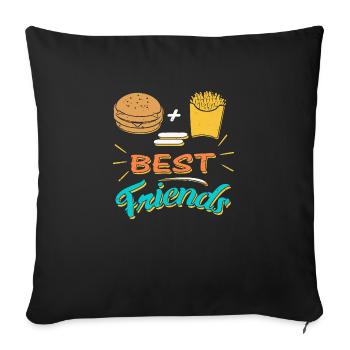 Burger + Frites = Meilleurs amis - Housse de coussin décorative 45 x 45 cm - noir - Devant