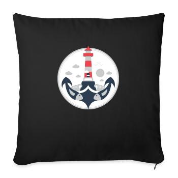 Maritime illustration of an anchor - Sofa pillowcase 17,3'' x 17,3'' (45 x 45 cm) - black - Front