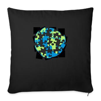 Earth puzzle parts puzzle piece puzzle build spi - Sofa pillowcase 17,3'' x 17,3'' (45 x 45 cm) - black - Front