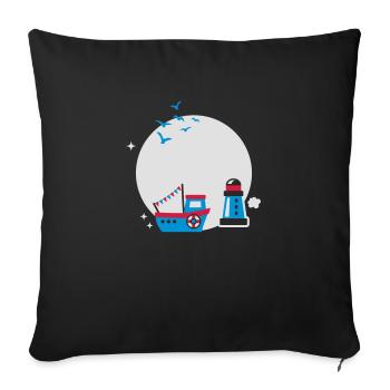 Name of circle - kids - Maritime - Marine - Boat - - Sofa pillowcase 17,3'' x 17,3'' (45 x 45 cm) - black - Front