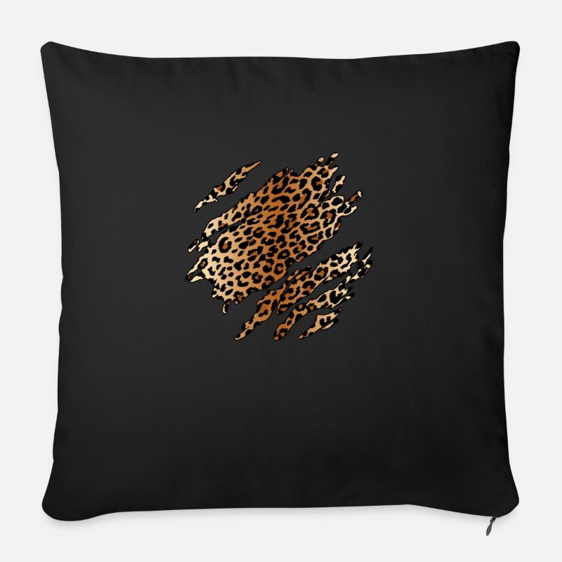 Wilder Leopard nach innen - Sofakissenbezug 45 x 45 cm - Schwarz