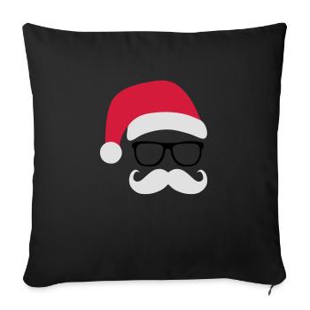 Funny Santa Claus with nerd glasses and mustache - Sofa pillowcase 17,3'' x 17,3'' (45 x 45 cm) - black - Front