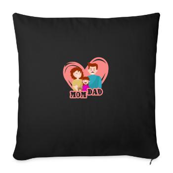 Mom and Dad! The dear family in one heart - Sofa pillowcase 17,3'' x 17,3'' (45 x 45 cm) - black - Front