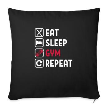 Eat Sleep Gym Repeat - Sofa pillowcase 17,3'' x 17,3'' (45 x 45 cm) - black - Front