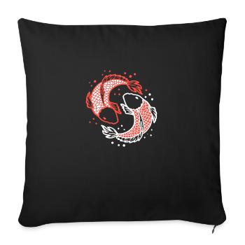 Koi Karpfen Fisch Ying yang ,Sammler Geschenk - Sofakissenbezug 45 x 45 cm - Schwarz - Vorne