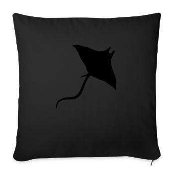 stingray swim diving silhouette outline - Sofa pillowcase 17,3'' x 17,3'' (45 x 45 cm) - black - Front
