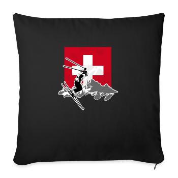Swiss Ski Alpine - Sofakissenbezug 45 x 45 cm - Schwarz - Vorne