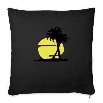 Sund and palm tree (super cheap!) - Sofa pillowcase 17,3'' x 17,3'' (45 x 45 cm) - black - Front