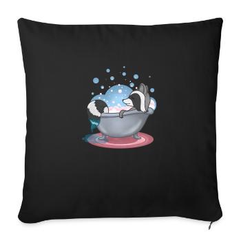 Waschbär in der Badewanne - Sofakissenbezug 45 x 45 cm - Schwarz - Vorne