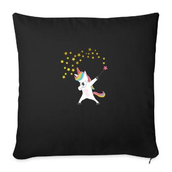 Unicorn with magic wand, stars, customizable - Sofa pillowcase 17,3'' x 17,3'' (45 x 45 cm) - black - Front
