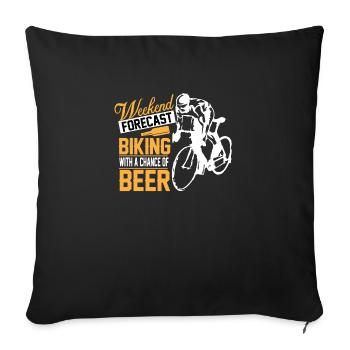 Wochenendprognose Radfahren mit einer Chance auf Bier - Sofakissenbezug 45 x 45 cm - Schwarz - Vorne