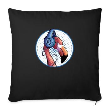 Flamingo avec un casque - Housse de coussin décorative 45 x 45 cm - noir - Devant