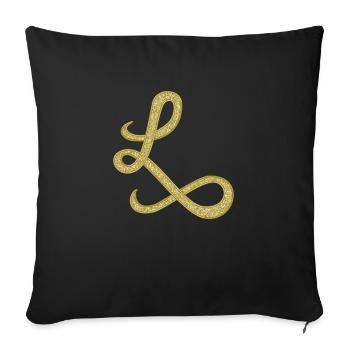 L - gold, letter, alphabet, monogram - Sofa pillowcase 17,3'' x 17,3'' (45 x 45 cm) - black - Front