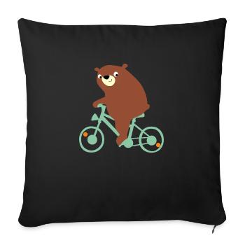Chubby bear is riding a bike - Sofa pillowcase 17,3'' x 17,3'' (45 x 45 cm) - black - Front