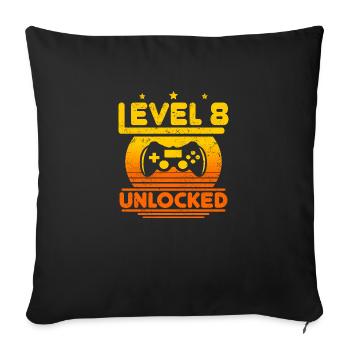 8 . Birthday Level 8 Unlocked 8 Years Gift - Sofa pillowcase 17,3'' x 17,3'' (45 x 45 cm) - black - Front