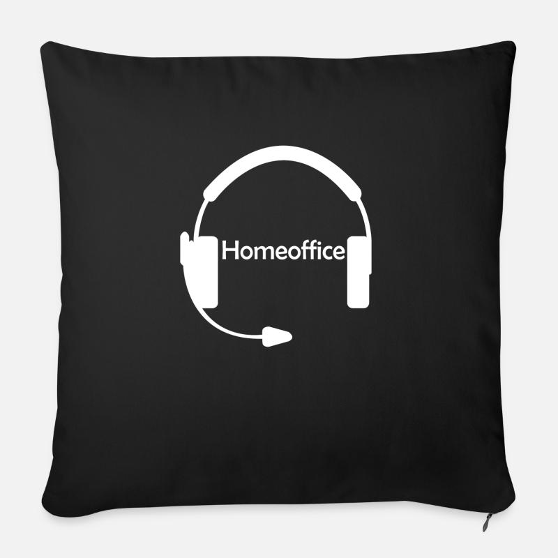 Homeoffice - Headset - Sofakissenbezug 45 x 45 cm - Schwarz