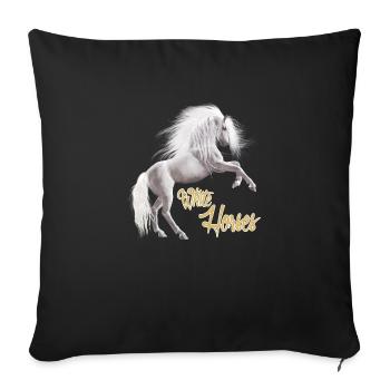 White horse - Sofa pillowcase 17,3'' x 17,3'' (45 x 45 cm) - black - Front
