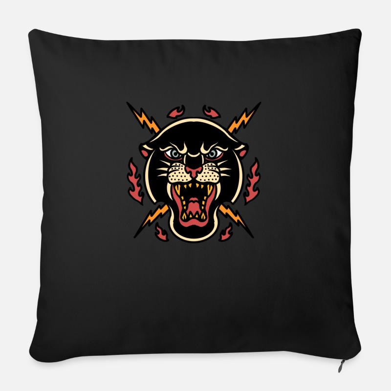 Panther Berglöwe Blitze Super Tattoo Design - Sofakissenbezug 45 x 45 cm - Schwarz