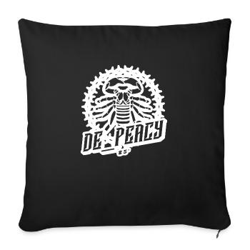 De_Peacy weißes Logo - Sofakissenbezug 45 x 45 cm - Schwarz - Vorne