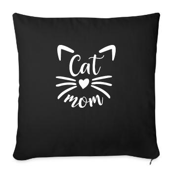 Cat mom - Sofa pillowcase 17,3'' x 17,3'' (45 x 45 cm) - black - Front