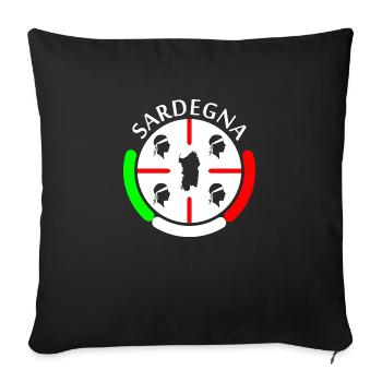 Souvenir Sardaigne, carte 4 landes drapeau italien - Housse de coussin décorative 45 x 45 cm - noir - Devant