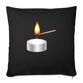 allumer une petite lumière de thé avec une allumette - Housse de coussin décorative 45 x 45 cm - noir - Devant
