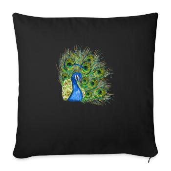 Peacock portrait - Sofa pillowcase 17,3'' x 17,3'' (45 x 45 cm) - black - Front