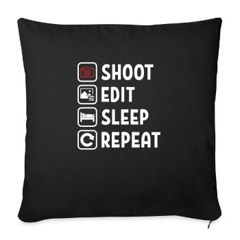 Shoot Edit Sleep Repeat - Housse de coussin décorative 45 x 45 cm - noir - Devant