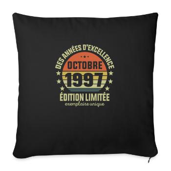 Anniversaire Millésime Fabriqué en Octobre 1997 - Housse de coussin décorative 45 x 45 cm - noir - Devant