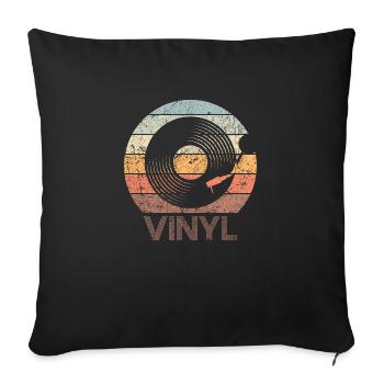 Record Player Vinyl Record Vintage - Sofa pillowcase 17,3'' x 17,3'' (45 x 45 cm) - black - Front