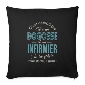 infirmier et bogosse cadeau infirmier humour - Housse de coussin décorative 45 x 45 cm - noir - Devant