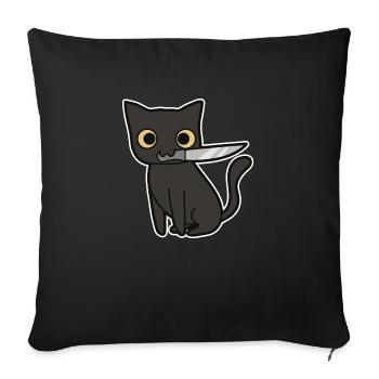 Chat noir Halloween - Housse de coussin décorative 45 x 45 cm - noir - Devant