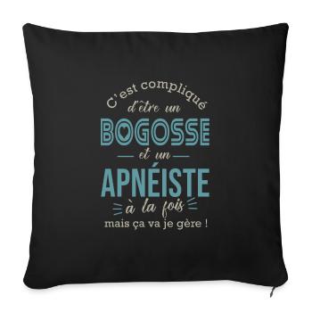 apnéiste bogosse Cadeau humour apnée - Housse de coussin décorative 45 x 45 cm - noir - Devant