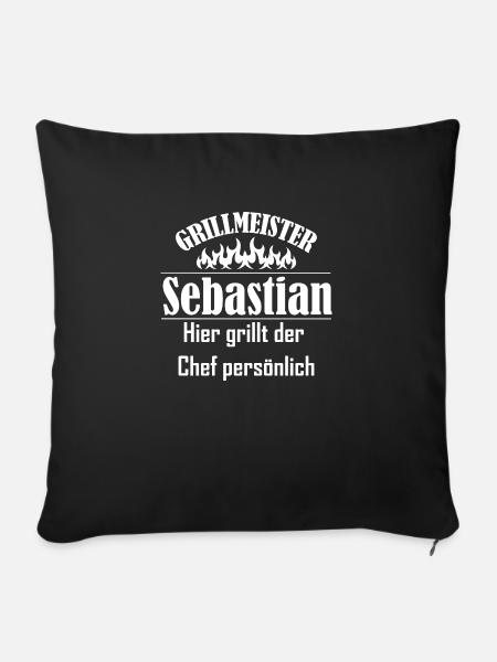 Grillmeister Sebastian - Sofakissenbezug 45 x 45 cm - Schwarz