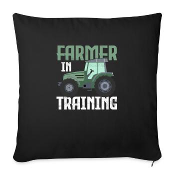 Farmer in Training Animal Farming Farm Cattle - Sofa pillowcase 17,3'' x 17,3'' (45 x 45 cm) - black - Front