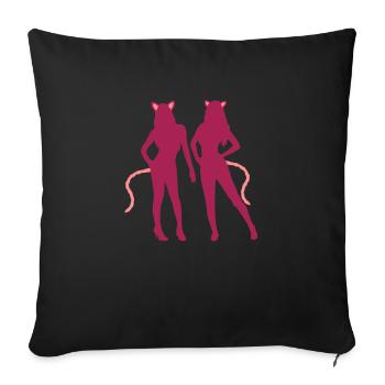 2 Women Cat Ears - Sofa pillowcase 17,3'' x 17,3'' (45 x 45 cm) - black - Front