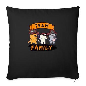 équipe famille chat pirate chien sport schildmaid - Housse de coussin décorative 45 x 45 cm - noir - Devant