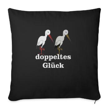 storchenpaar doppeltes glück - Sofakissenbezug 45 x 45 cm - Schwarz - Vorne