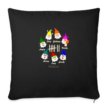 Geek Design Seven Dwarfs Seven Deadly Sins - Sofa pillowcase 17,3'' x 17,3'' (45 x 45 cm) - black - Front