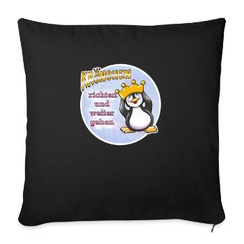 Krönchen richten Pinguin - Sofakissenbezug 45 x 45 cm - Schwarz - Vorne