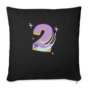 2nd birthday (Gift of 2 years) - Sofa pillowcase 17,3'' x 17,3'' (45 x 45 cm) - black - Front