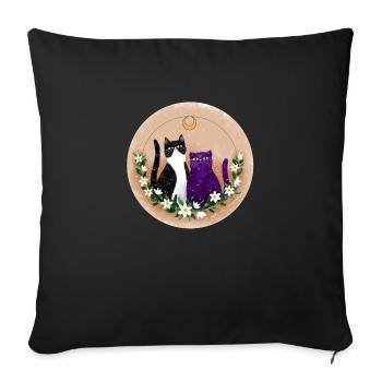 Two cats - Sofa pillowcase 17,3'' x 17,3'' (45 x 45 cm) - black - Front