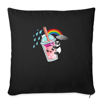 Bubble tea will ein Panda. Bubble tea Box - Sofakissenbezug 45 x 45 cm - Schwarz - Vorne