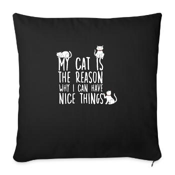 Cat Owner Motif Cats Fan Cat Owner - Sofa pillowcase 17,3'' x 17,3'' (45 x 45 cm) - black - Front