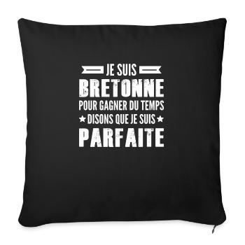 je suis bretonne parfaite - Housse de coussin décorative 45 x 45 cm - noir - Devant