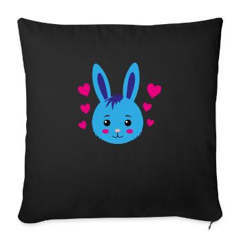 Hase Herzen - Sofakissenbezug 45 x 45 cm - Schwarz - Vorne