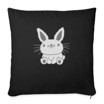 Seated little kawaii rabbit - Sofa pillowcase 17,3'' x 17,3'' (45 x 45 cm) - black - Front