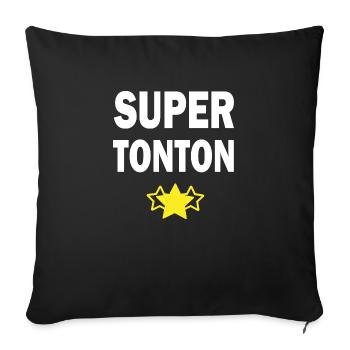 super tonton / cadeau humour tonton - Housse de coussin décorative 45 x 45 cm - noir - Devant